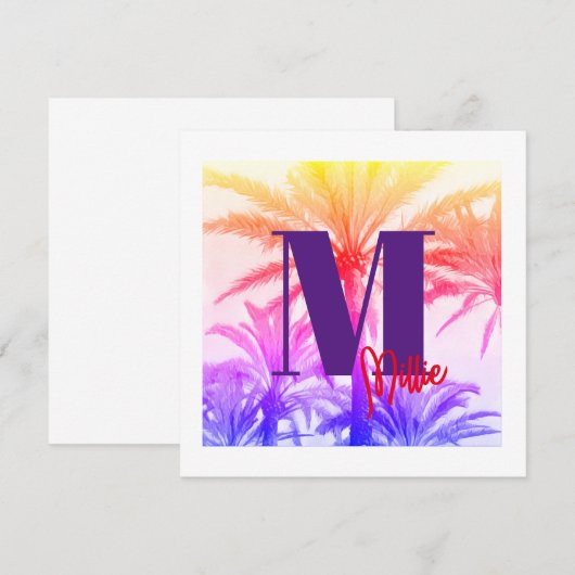 INVITATION Sommer tropische Palme 80er Jahre Einladung (Vorne/Hinten)