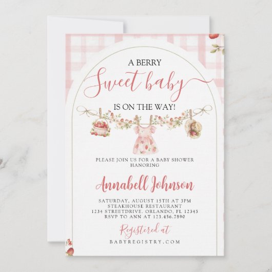 Invitation to a baby shower with a berry theme einladung (Vorderseite)