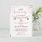 Invitation to a baby shower with a berry theme einladung (Stehend Vorderseite)