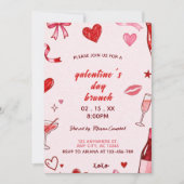 Invitation to brunch at Galentine's pink coquettis Einladung (Vorderseite)