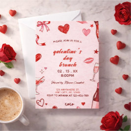Invitation to brunch at Galentine's pink coquettis Einladung