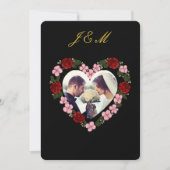 Invitation Vertical Black Gold Wedding Rose Heart Einladung (Vorderseite)
