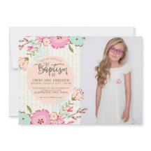 INVITATION VON LDS BAPTISM-FOTOS| Elegantes Floral