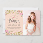 INVITATION VON LDS BAPTISM-FOTOS| Elegantes Rosa M Einladung (Vorderseite)