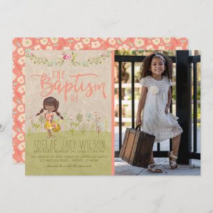 INVITATION VON LDS BAPTISM-FOTOS  Vintages Blumenm Einladung