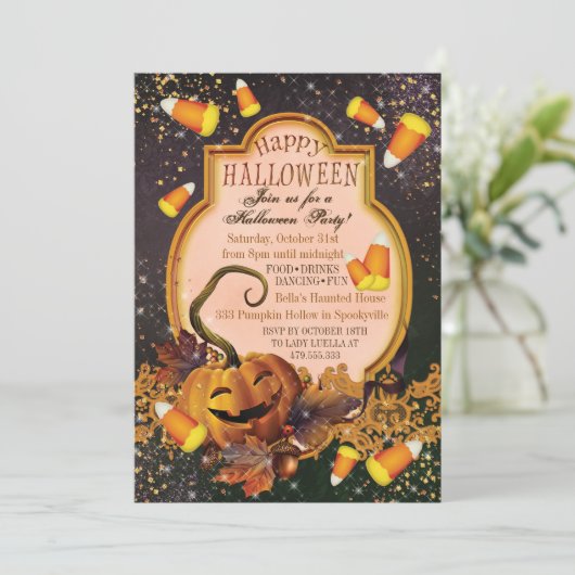 INVITATION VON PUMPKIN-HALLOWEEN-PARTY EINLADUNG (Stehend Vorderseite)