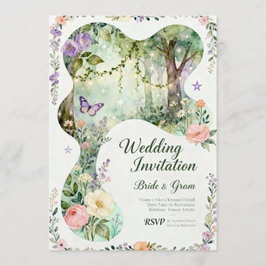 InvitationNature’s Romance – Botanical Wedding Inv Einladung (Vorderseite)