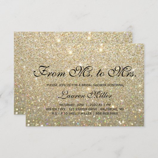Invite - Gold Glit Fab Ms.Mrs. Brautparty Einladung (Vorne/Hinten)