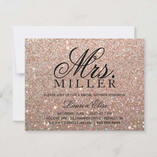 Invite - Rose Gold Glit Fab Frau Brautparty 2 Einladung (Vorderseite)