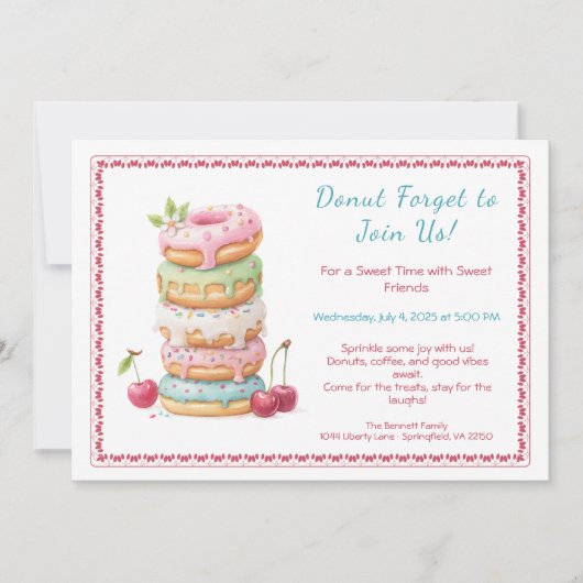 Invite to a Sweet Donut Party Colorful Celebration Einladung (Vorderseite)