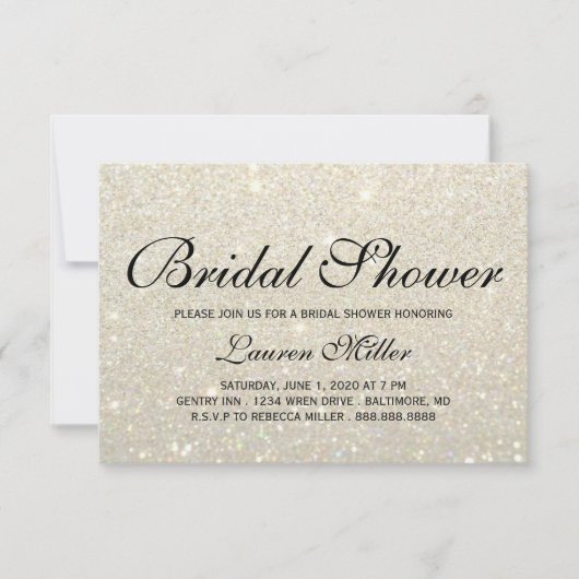 Invite - White Gold Glit Fab Dusche Einladung (Vorderseite)
