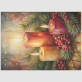 Inviting Christmas candle tissue paper holly berry Seidenpapier (Vorderseite)