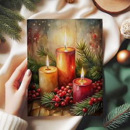 Inviting Christmas candle tissue paper holly berry Seidenpapier