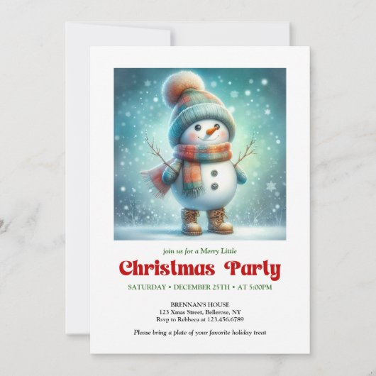 Inviting funny snowman invite holiday editable einladung (Vorderseite)
