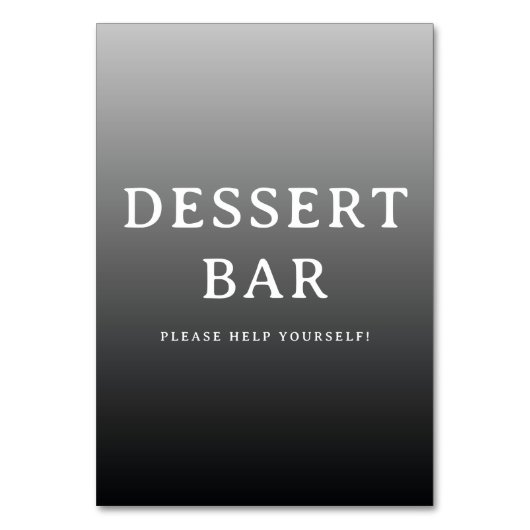 Inviting Grayscale Minimalist Dessert Bar Sign Tischnummer (Vorderseite)