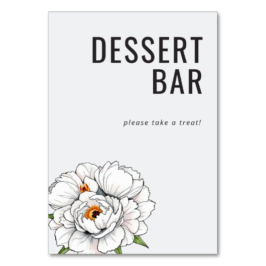 Inviting White Floral Dessert Bar Sign Tischnummer (Vorderseite)