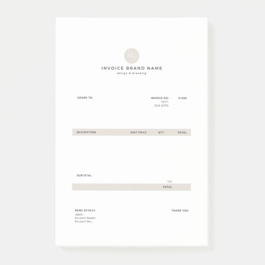 invoice desinge post-it klebezettel (Vorderseite)