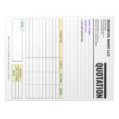 Invoice Form / Sales Receipt | Business Quotation Notizblock (Vorderseite)