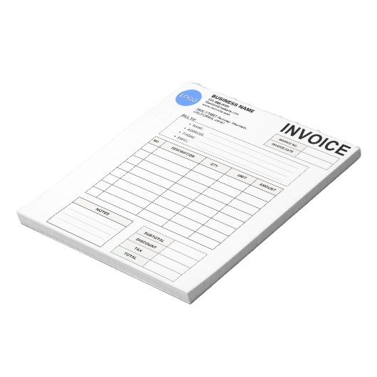 Invoice Order Form & Custom Small Business Logo Notizblock (Rotiert)