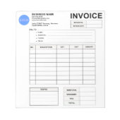 Invoice Order Form & Custom Small Business Logo Notizblock (Vorderseite)