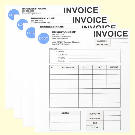 Invoice Order Form & Custom Small Business Logo Notizblock