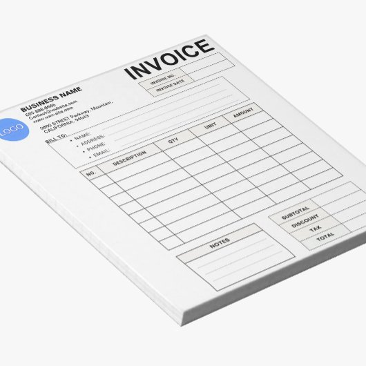 Invoice Order Form & Custom Small Business Logo Notizblock