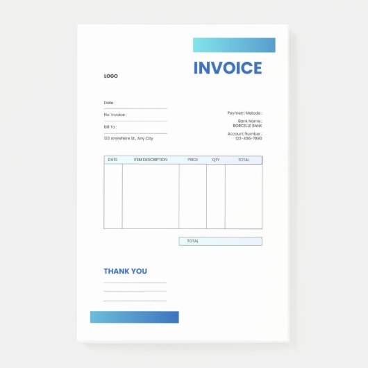 invoice post-it klebezettel (Vorderseite)
