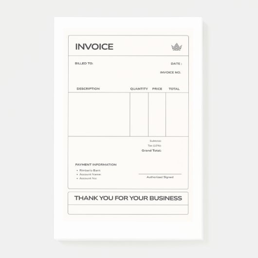 invoice post-it klebezettel (Vorderseite)