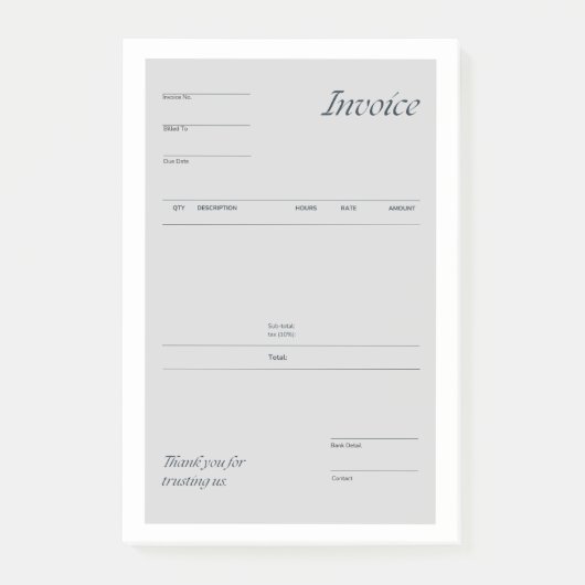 invoice post-it klebezettel (Vorderseite)