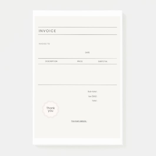 INVOICE POST-IT KLEBEZETTEL (Vorderseite)