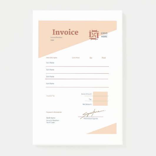 invoice post-it klebezettel (Vorderseite)