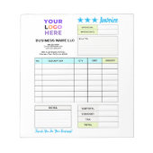 Invoice Sales Receipt Form | Custom Business Logo Notizblock (Vorderseite)