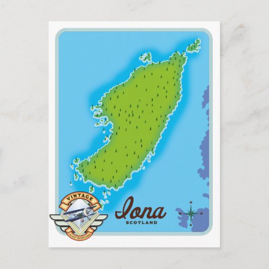 Iona-Landkarte Postkarte (Vorderseite)
