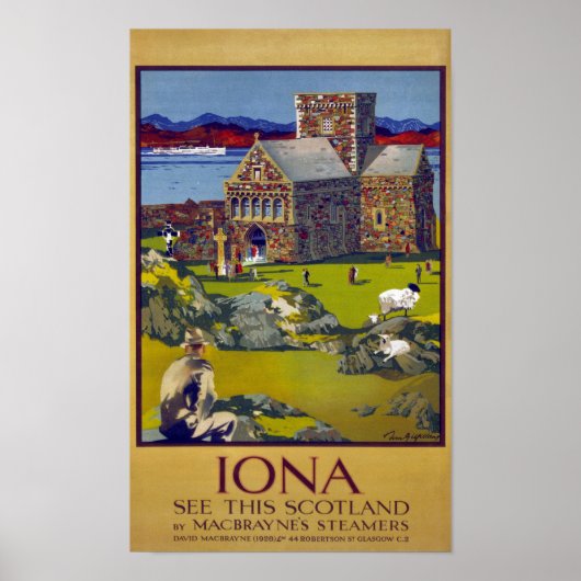 Iona Scotland Vintage Travel Poster restauriert (Vorne)