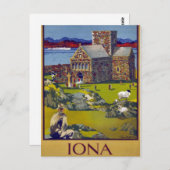 Iona Scotland Vintage Travel Poster restauriert Postkarte (Vorne/Hinten)