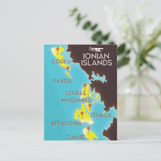 Ionische Inseln Karte Poster. (Stehend Vorderseite)