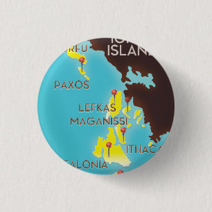 Ionische Inseln Karte Poster. Button