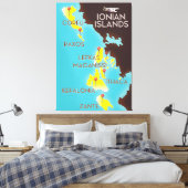 Ionische Inseln Karte Poster. Leinwanddruck (Insitu (Schlafzimmer))