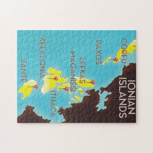 Ionische Inseln Karte Poster. Puzzle (Horizontal)