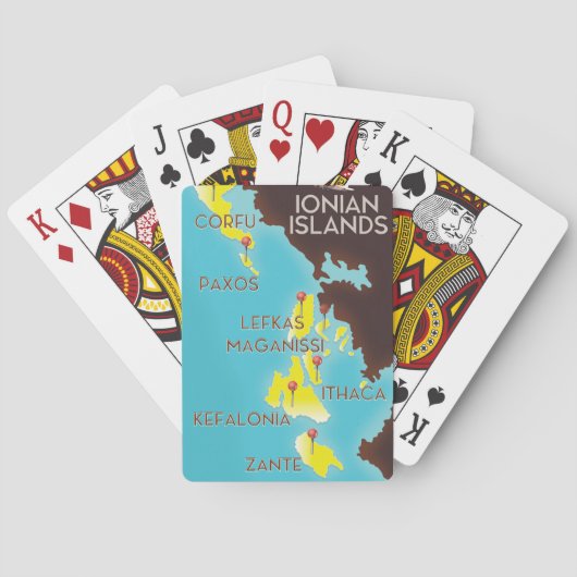 Ionische Inseln Karte Poster. Spielkarten (Rückseite)