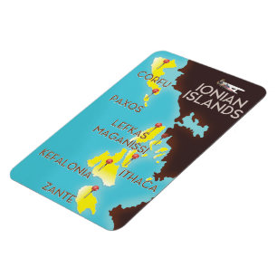 Ionische Inseln Kartenposter. Magnet