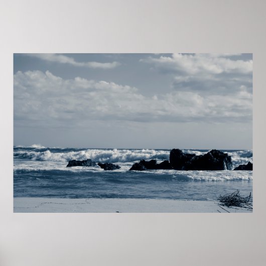 Ionisches Meer, das durch schäumende Wellen aufger Poster (Vorne)