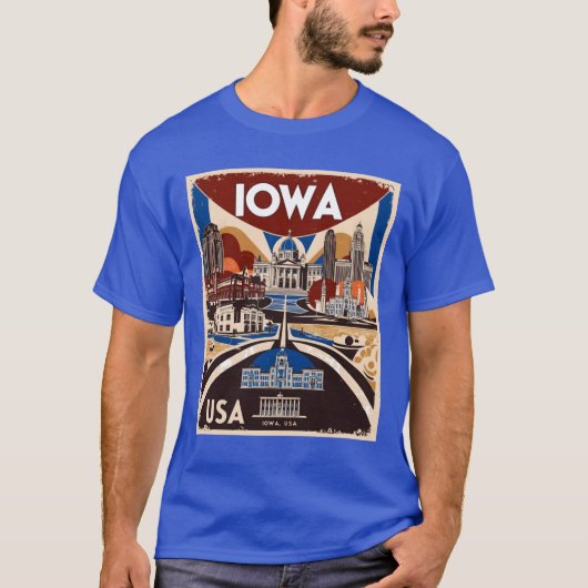 Iowa 1950s USA Vintage Retro Tourism T-Shirt (Vorderseite)