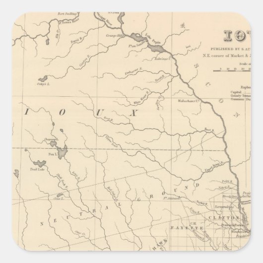 Iowa 2 quadratischer aufkleber (Vorderseite)