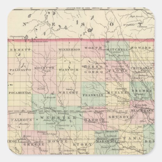 Iowa 2 quadratischer aufkleber (Vorderseite)
