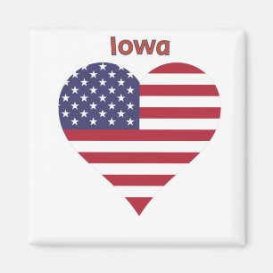 Iowa American Flag Herz Magnet