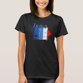 Iowa American Staat Kontur Map Usa T-Shirt