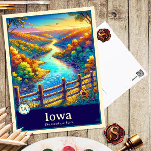 Iowa   Anime-Stil Cel-Schattierte Postkarte