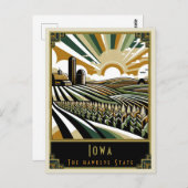 Iowa | Art Deco Postkarte (Vorne/Hinten)