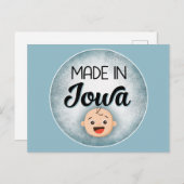 Iowa Baby Funny Blue New Boy Postcard Postkarte (Vorne/Hinten)